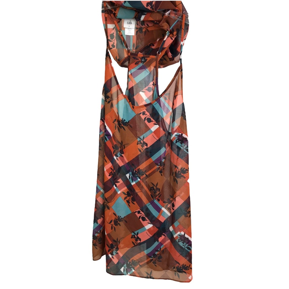 Cabi Lattice Top Womens Size L Browm Multi Floral… - image 4